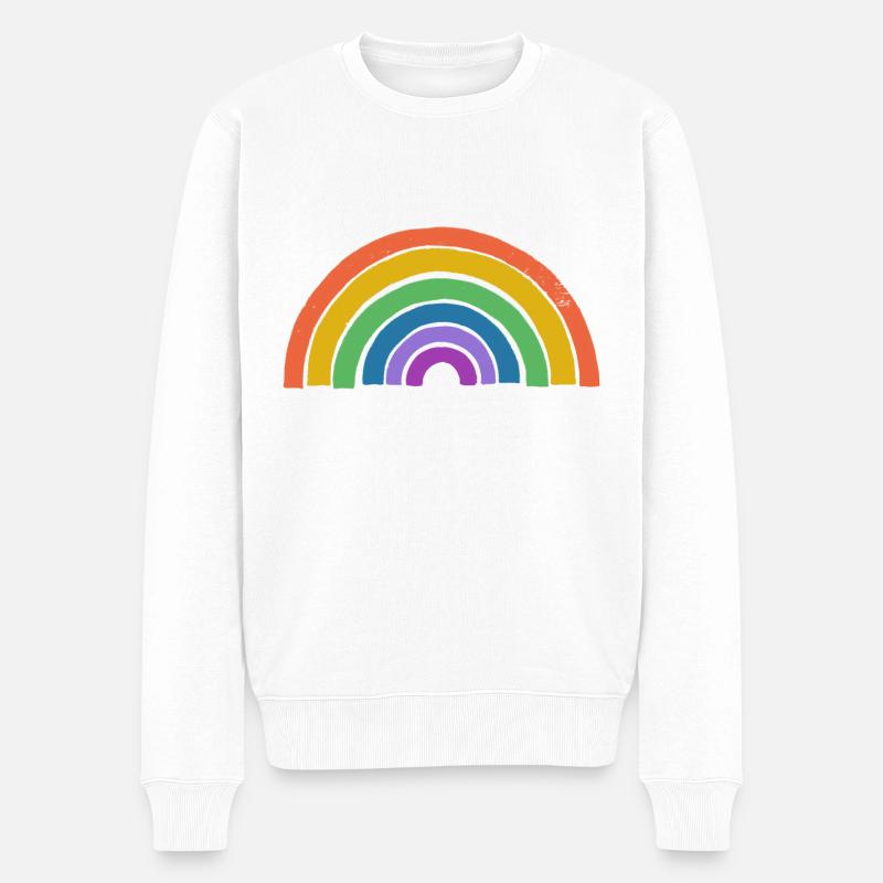 Regenbogen - Männer Premium Bio Pullover - Weiß