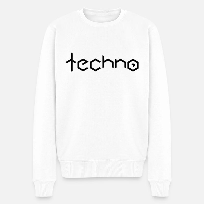 techno - Männer Premium Bio Pullover - Weiß
