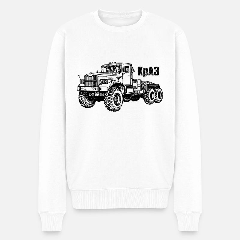 Silhouette KrAZ cyrillique camionneur soviétique - Pull Premium bio Homme - blanc