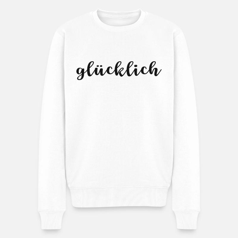 glücklich - Männer Premium Bio Pullover - Weiß