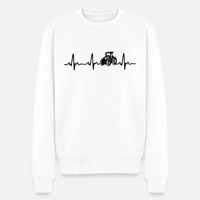 Traktor Herzschlag Ekg - Männer Premium Bio Pullover - Weiß