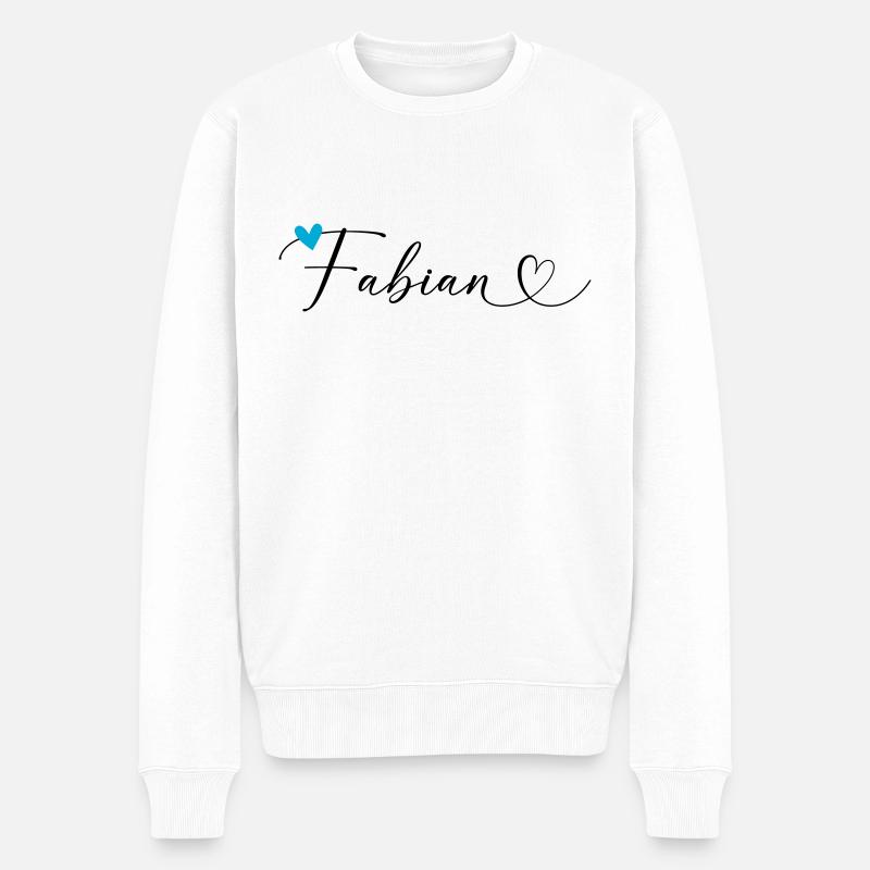 Fabian Nom Prénom Calligraphie Coeur - Pull Premium bio Homme - blanc