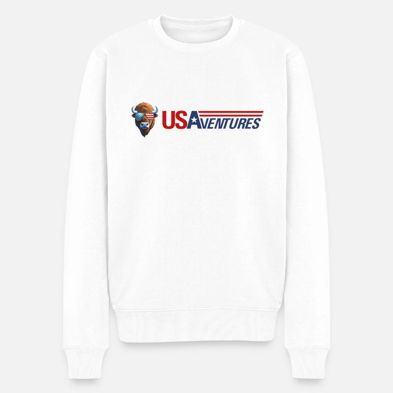 usaventures tête bison - Pull Premium bio Homme - blanc
