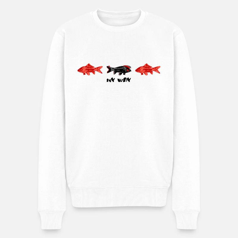 Mein Goldfisch-Weg - Männer Premium Bio Pullover - Weiß