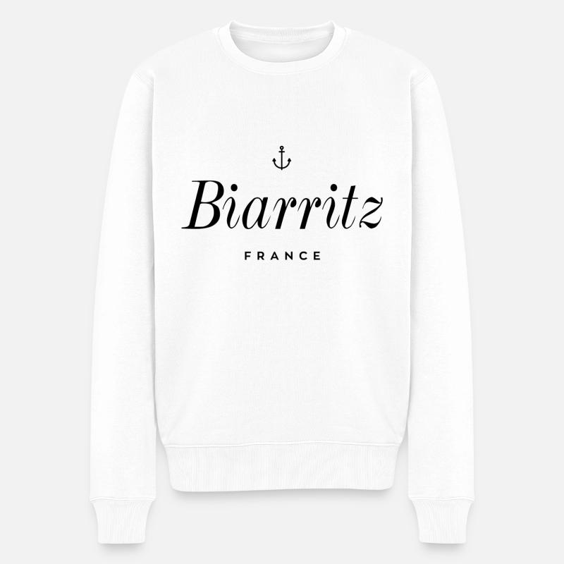 Biarritz Frankreich - Männer Premium Bio Pullover - Weiß