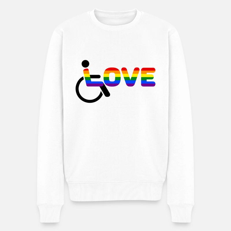 Fauteuil roulant Amour Handicapé - Pull Premium bio Homme - blanc