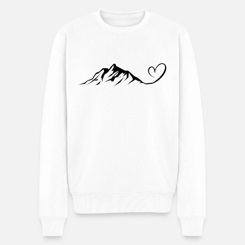 Herz - Berg - (13) - Männer Premium Bio Pullover - Weiß