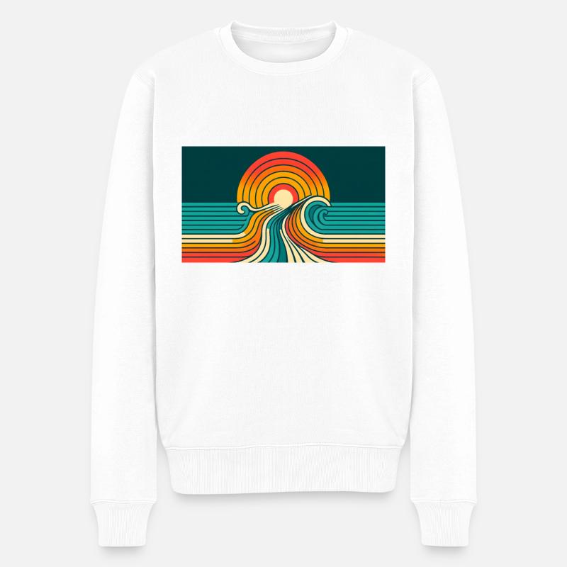 Sunset Retro 3 - Männer Premium Bio Pullover - Weiß
