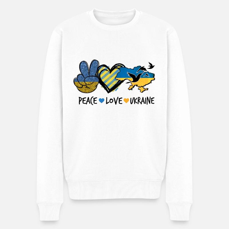 Peace love Ukraine - Männer Premium Bio Pullover - Weiß