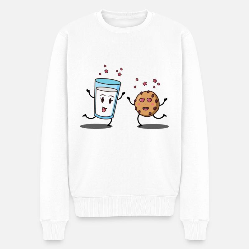 Keks und ein Glas Milch - Männer Premium Bio Pullover - Weiß