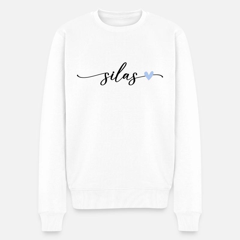Silas Name Calligraphie Police - Pull Premium bio Homme - blanc