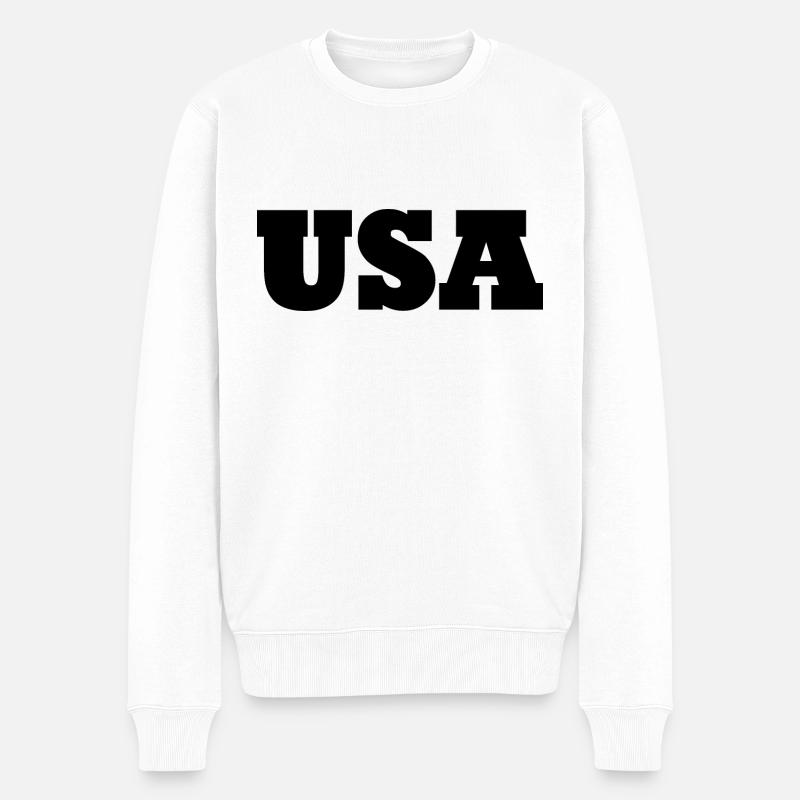 Usa - Männer Premium Bio Pullover - Weiß