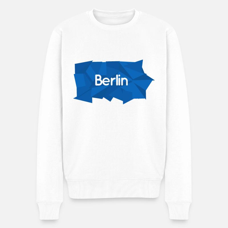 Berlin blau/weiß - Männer Premium Bio Pullover - Weiß