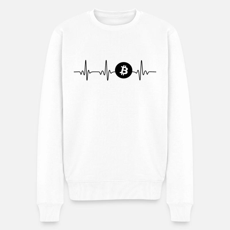 Bitcoin rythme cardiaque - Pull Premium bio Homme - blanc