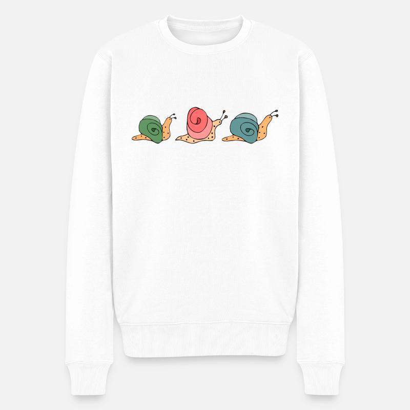 Schnecken - Männer Premium Bio Pullover - Weiß