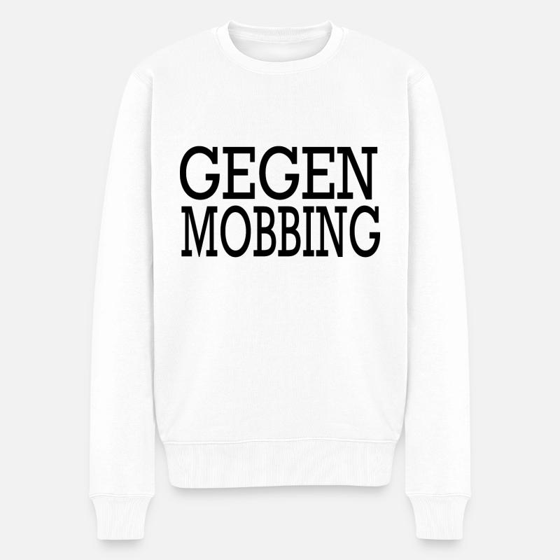 Gegen Mobbing - Männer Premium Bio Pullover - Weiß