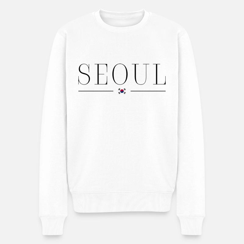 Ich liebe Seoul - Männer Premium Bio Pullover - Weiß