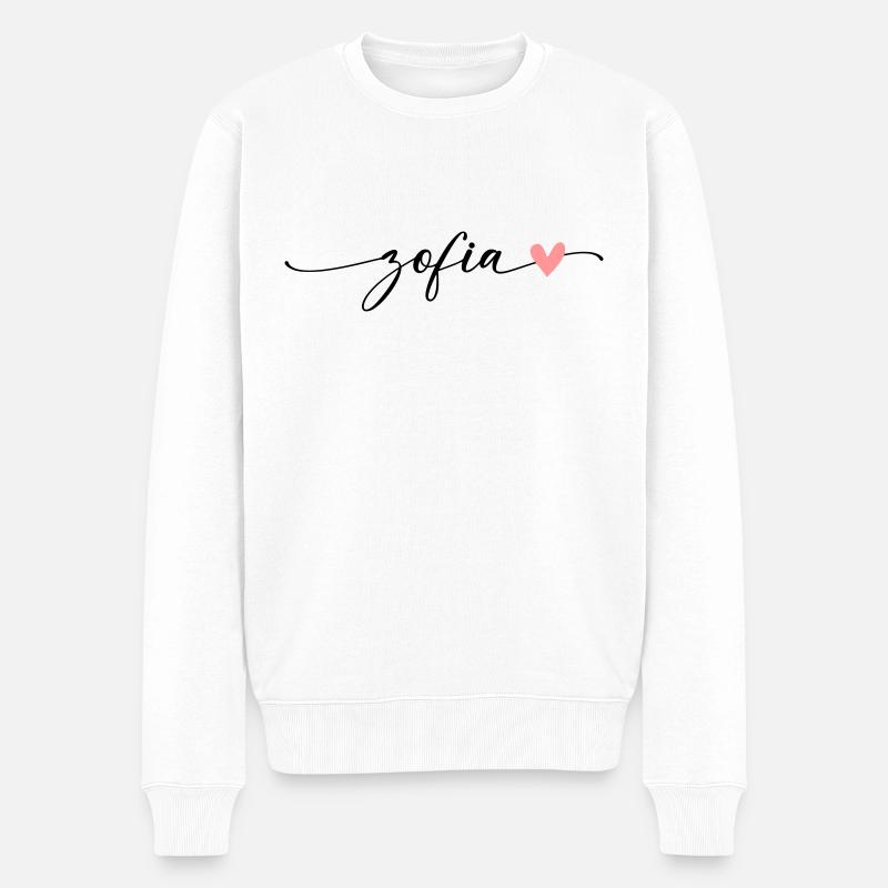 Zofia nom calligraphie police - Pull Premium bio Homme - blanc