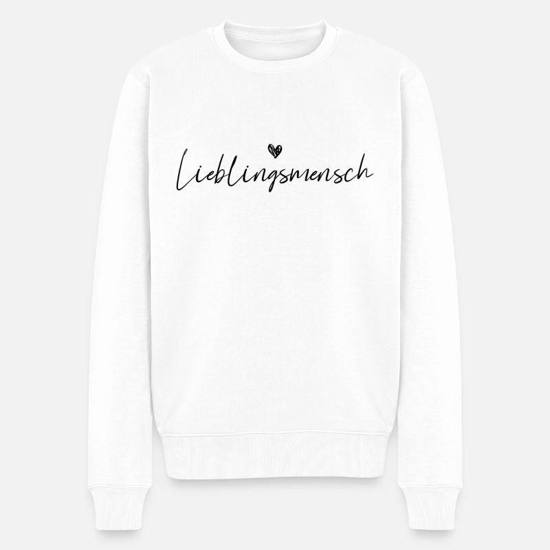 Lieblingsmensch Handschrift Liebe Herz Geschenk - Männer Premium Bio Pullover - Weiß