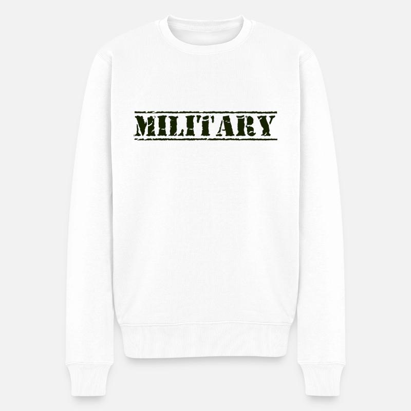 Militär - Männer Premium Bio Pullover - Weiß