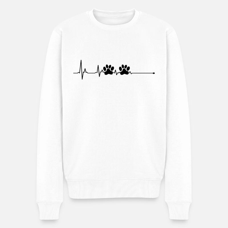 Herzschlag Pfote Hund Hundeliebhaber - Männer Premium Bio Pullover - Weiß