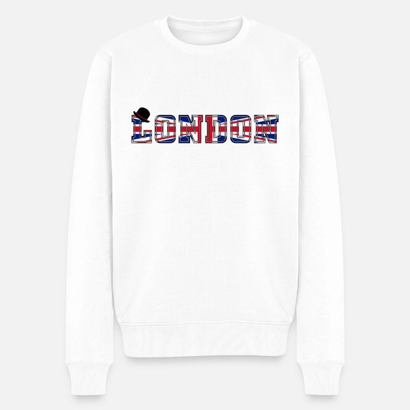 London Union Jack - Männer Premium Bio Pullover - Weiß