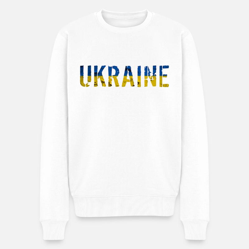 Ukraine - Männer Premium Bio Pullover - Weiß