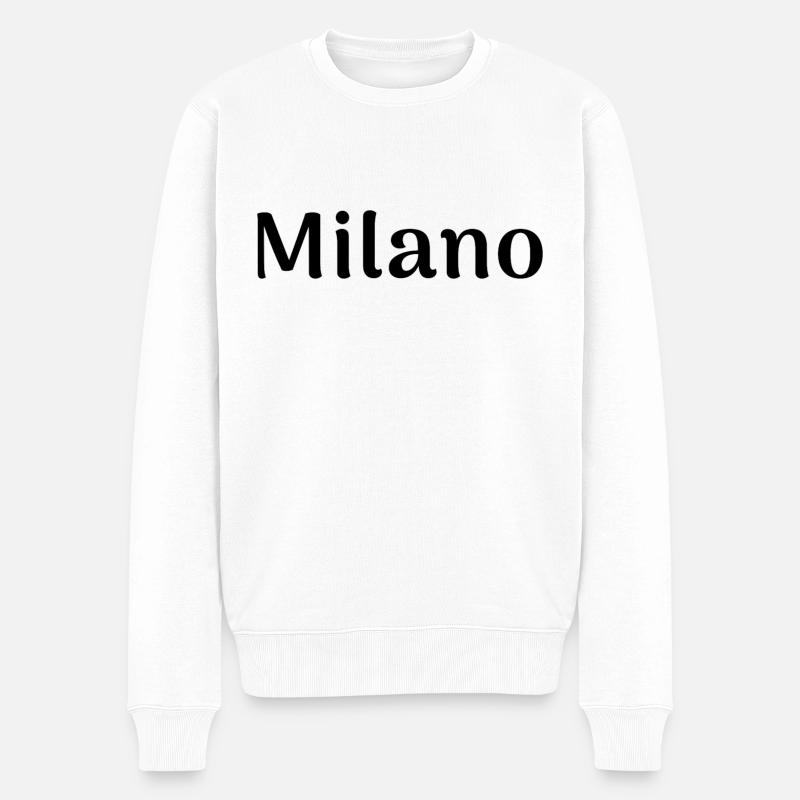 Milano - Minimalistisches italienisches Stadttextdesign - Männer Premium Bio Pullover - Weiß