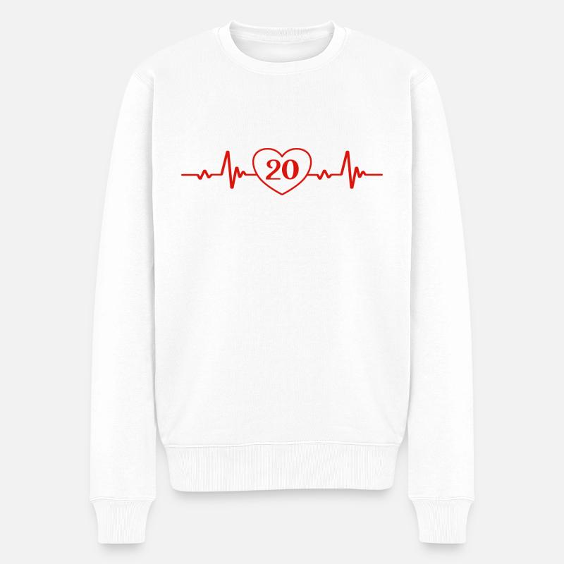 20e anniversaire Coeur 20 - Pull Premium bio Homme - blanc