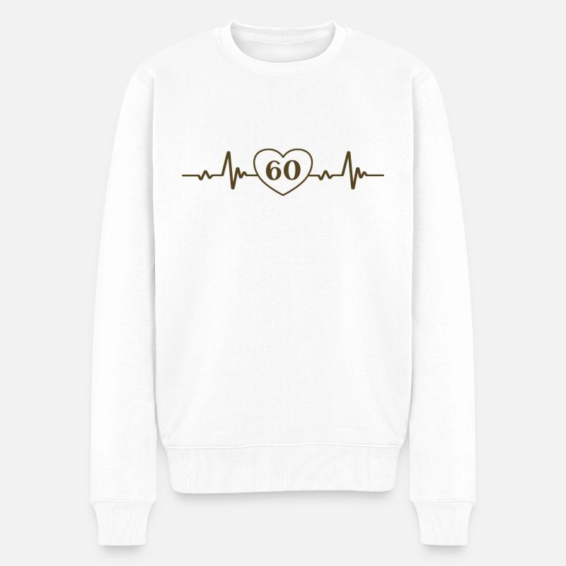 60. Geburtstag Herz 60 - Männer Premium Bio Pullover - Weiß