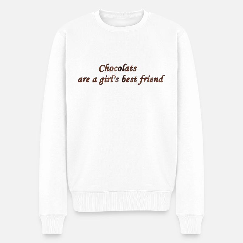 Schokolade ist die beste Freundin eines Mädchens - Männer Premium Bio Pullover - Weiß