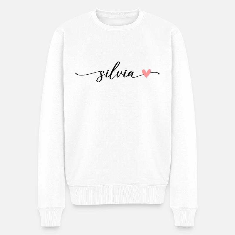 Silvia nom calligraphie police - Pull Premium bio Homme - blanc