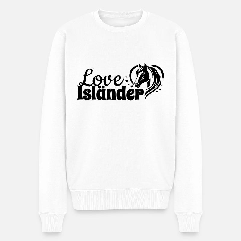 Isländer Love Herz Pferdekopf - Männer Premium Bio Pullover - Weiß