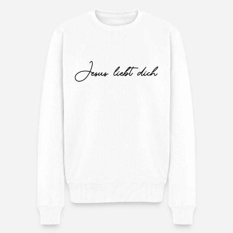 Jesus liebt dich - Männer Premium Bio Pullover - Weiß