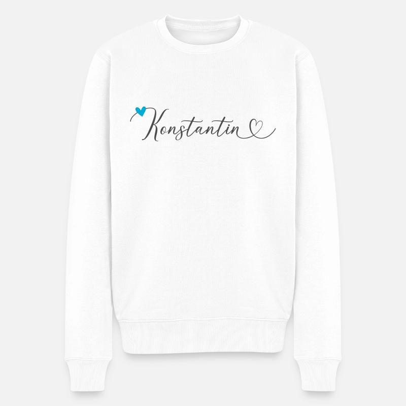 Konstantin Nom Prénom Calligraphie coeur - Pull Premium bio Homme - blanc