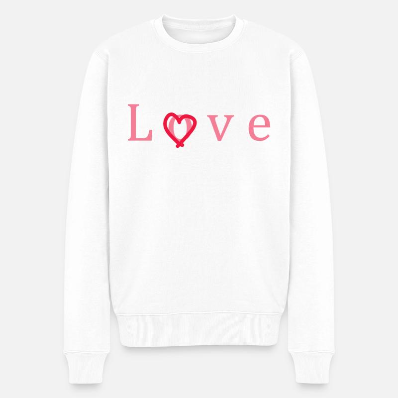 LOVE – Herz voller Liebe - Männer Premium Bio Pullover - Weiß