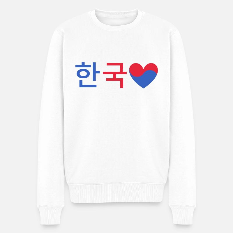 Korea Herz - Männer Premium Bio Pullover - Weiß