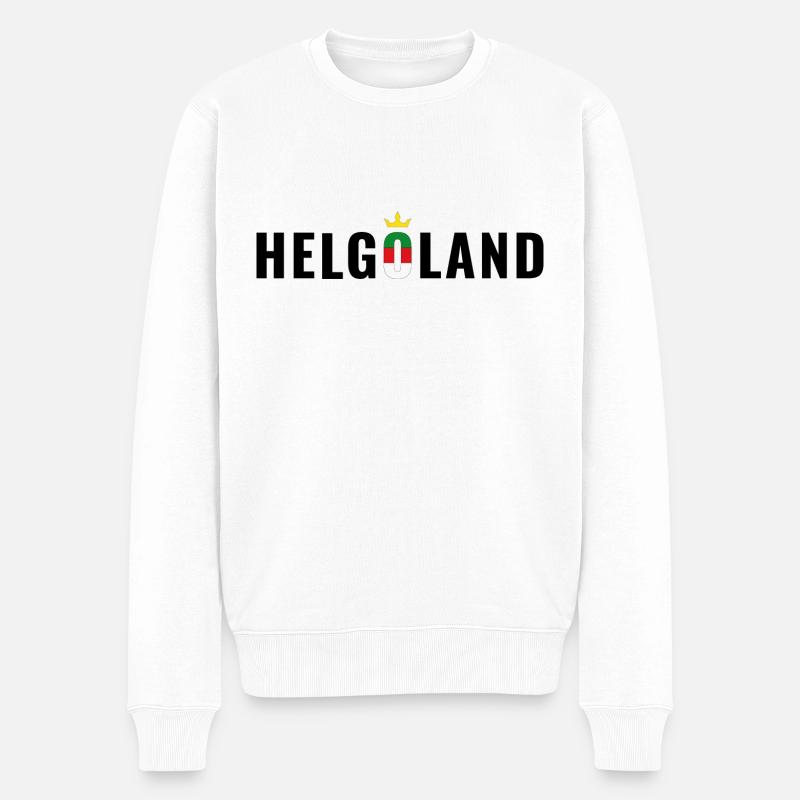 Insel Helgoland Schriftzug - Männer Premium Bio Pullover - Weiß