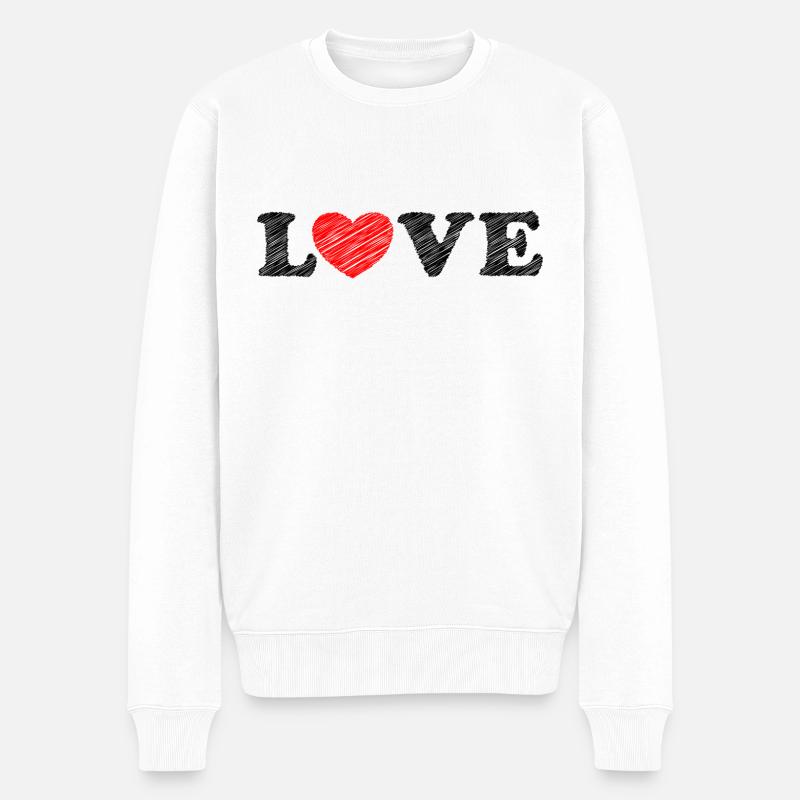 Herz scribble - Männer Premium Bio Pullover - Weiß