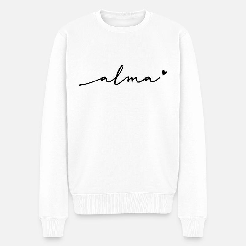 Nom cursif d’Alma - Pull Premium bio Homme - blanc