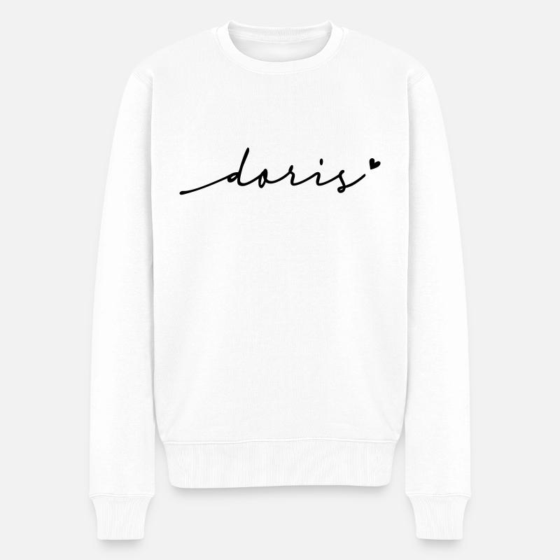 Doris Schreibschrift Name - Männer Premium Bio Pullover - Weiß