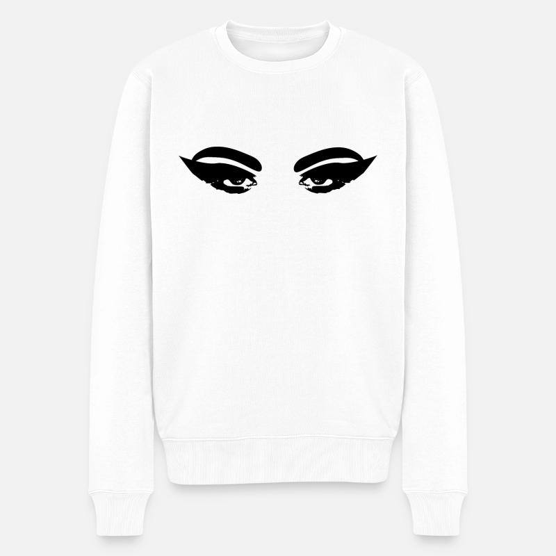 Schwarze Augen - Männer Premium Bio Pullover - Weiß