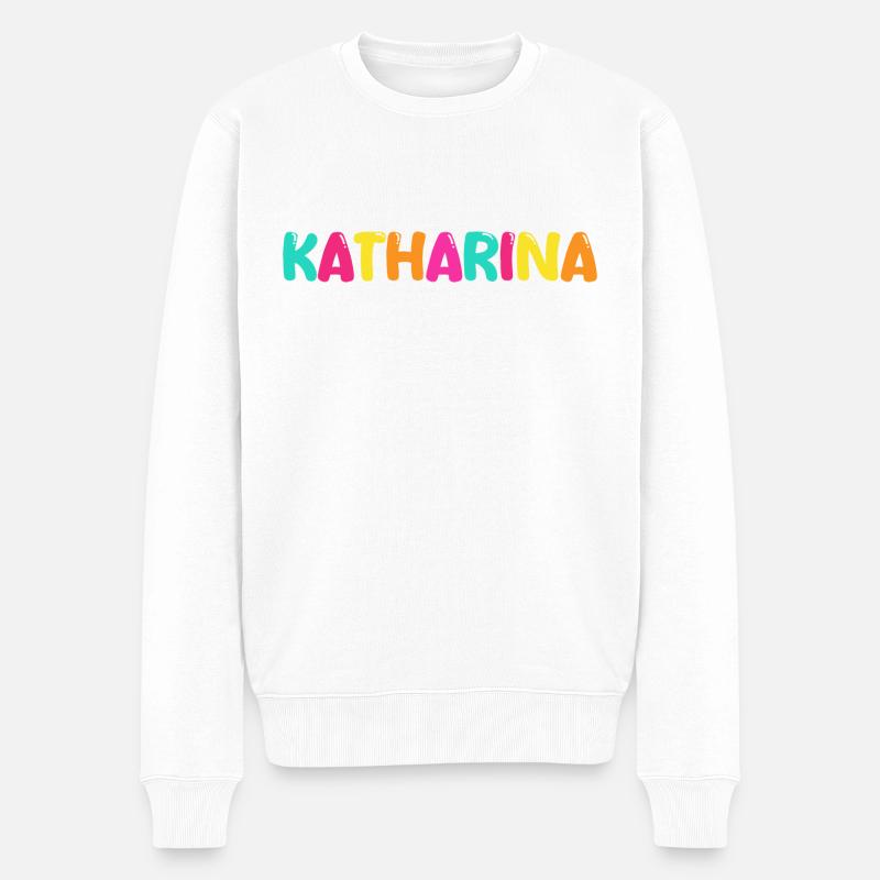 Name - Katharina - Männer Premium Bio Pullover - Weiß