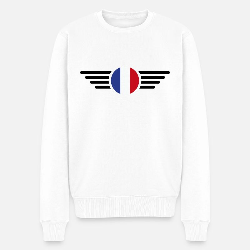Frankreich Stil T-Shirt - Männer Premium Bio Pullover - Weiß