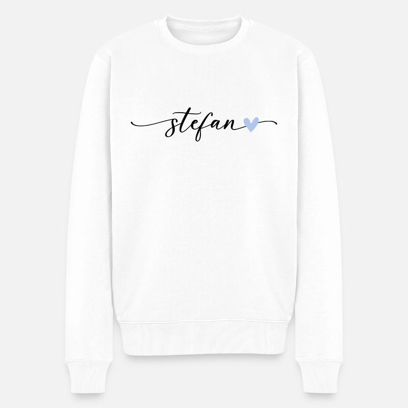 Stefan Name Calligraphie Police - Pull Premium bio Homme - blanc