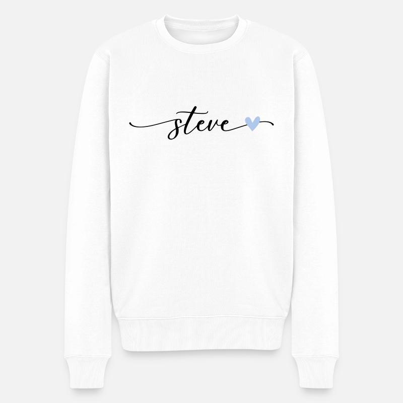 Steve Name Kalligrafie Schrift - Männer Premium Bio Pullover - Weiß