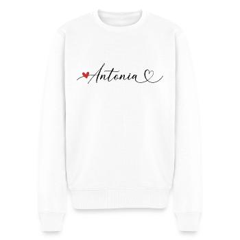 Antonia Name Vorname Kalligrafieherz - Männer Premium Bio Pullover - Weiß - Vorne - Thijin (182cm)