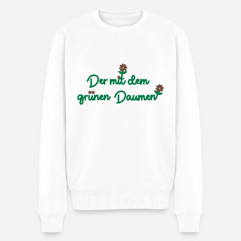 Der mit dem grünen Daumen - Männer Premium Bio Pullover - Weiß