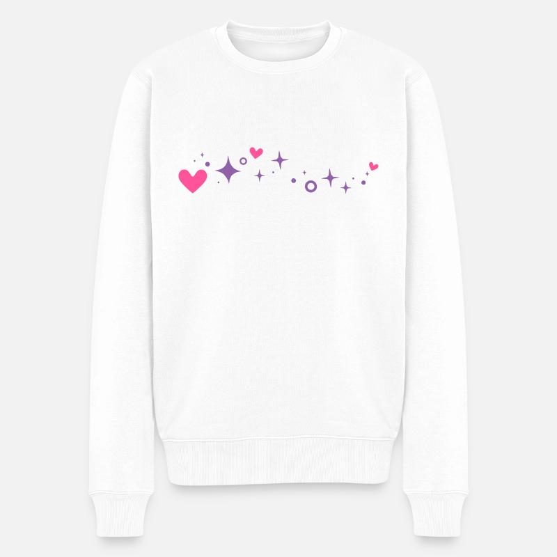 Glitzer Herzen Linie Dekoration - Männer Premium Bio Pullover - Weiß