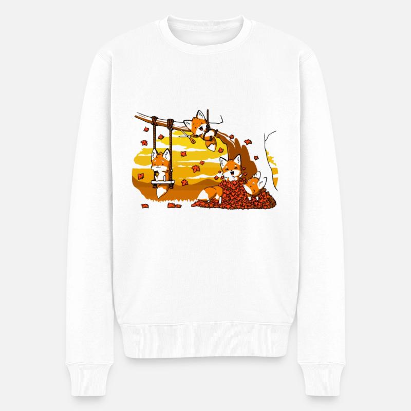 Fuchs Herbst - Männer Premium Bio Pullover - Weiß